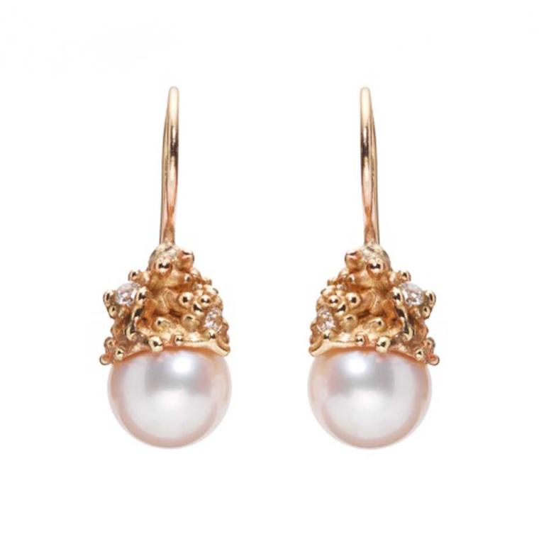 Ruth Tomlinson rose gold and pearl earrings.