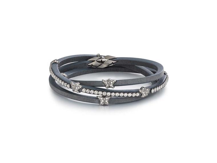 Tomasz Donocik Earl Grey leather wrap bracelet with diamonds, from the new Fine Bracelet collection.