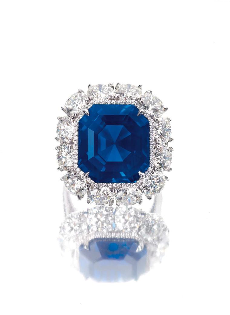 An Imperial Kashmir sapphire and diamond ring featuring a 17.16ct intense cornflower blue coloured sapphire also achieved a world auction record for price per carat for a sapphire when it sold for US$4.06 million or US$236,404 per carat.