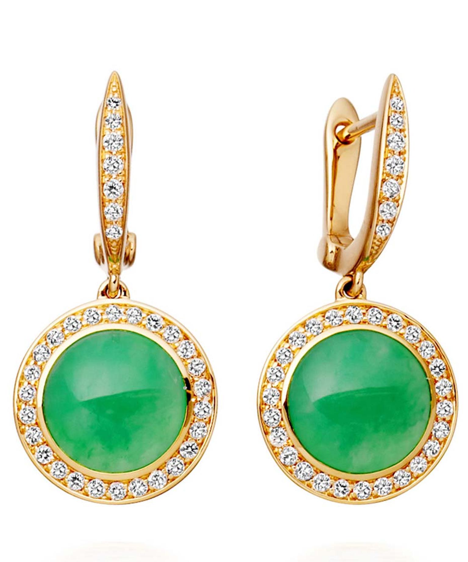 Astley Clarke Leah earrings in gold with chrysoprase and pavé diamonds (£3,750).