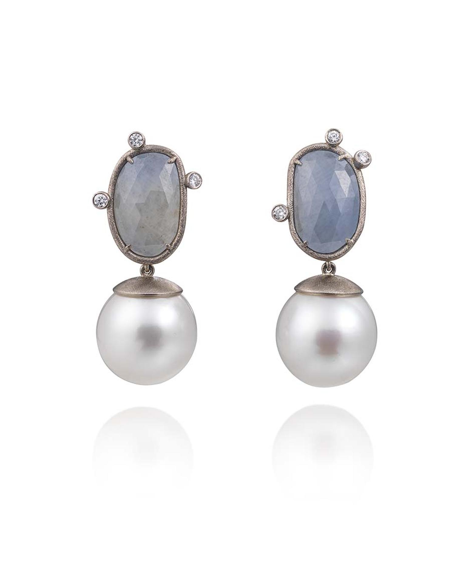Mikala Djorup earrings with South Sea pearls, sapphires and diamonds (£4,800).