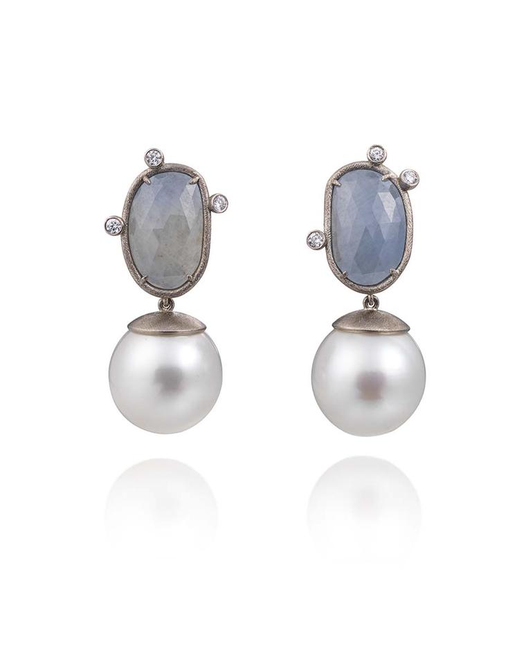 Mikala Djorup earrings with South Sea pearls, sapphires and diamonds (£4,800).