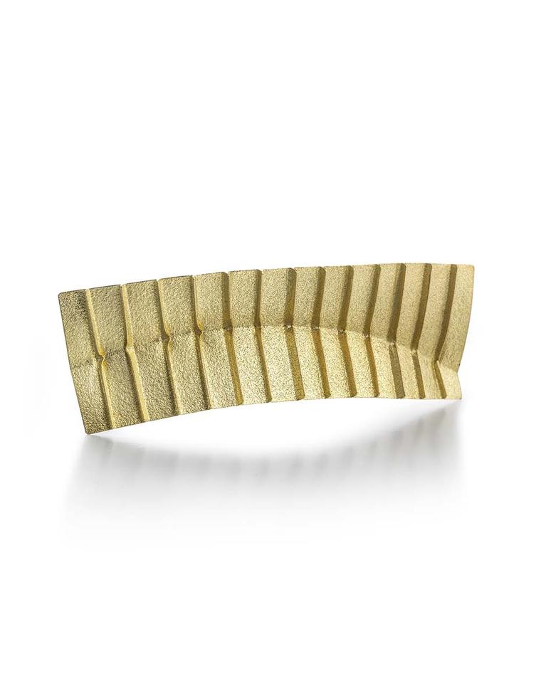 Jacqueline Mina OBE rectilinear pleated brooch in gold (£2,860).