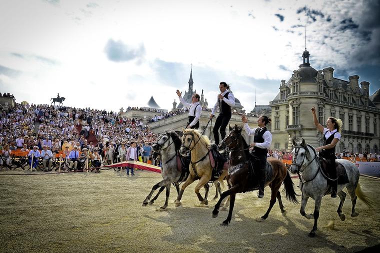 An earlier form of transport, the horse, was celebrated in a spectacular show of equestrian daring.