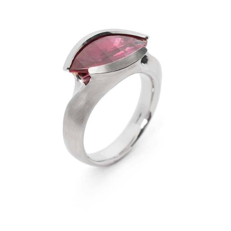 McCaul Goldsmiths Carve collection rubellite ring.