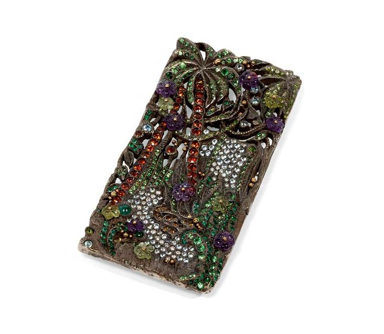 Jean Boggio Jungle River brooch/pendant in gold and silver with amethyst, aquamarine, emerald, garnet, tsavorite and blue topaz.