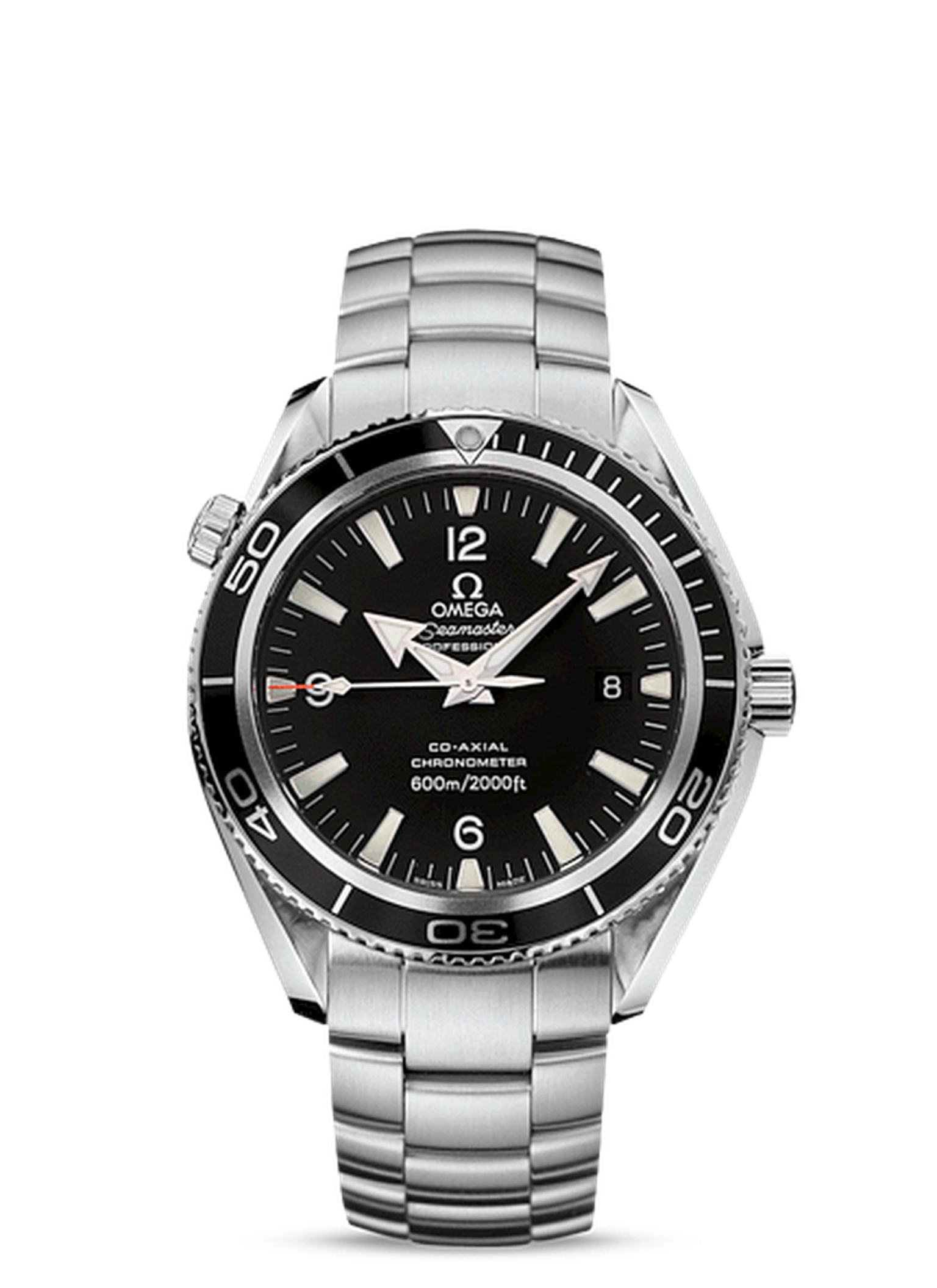 Like 007's watch in Quantum of Solace, the Omega Seamaster Planet Ocean 600m watch features a sturdy 45.5 mm Co-Axial chronometer movement.