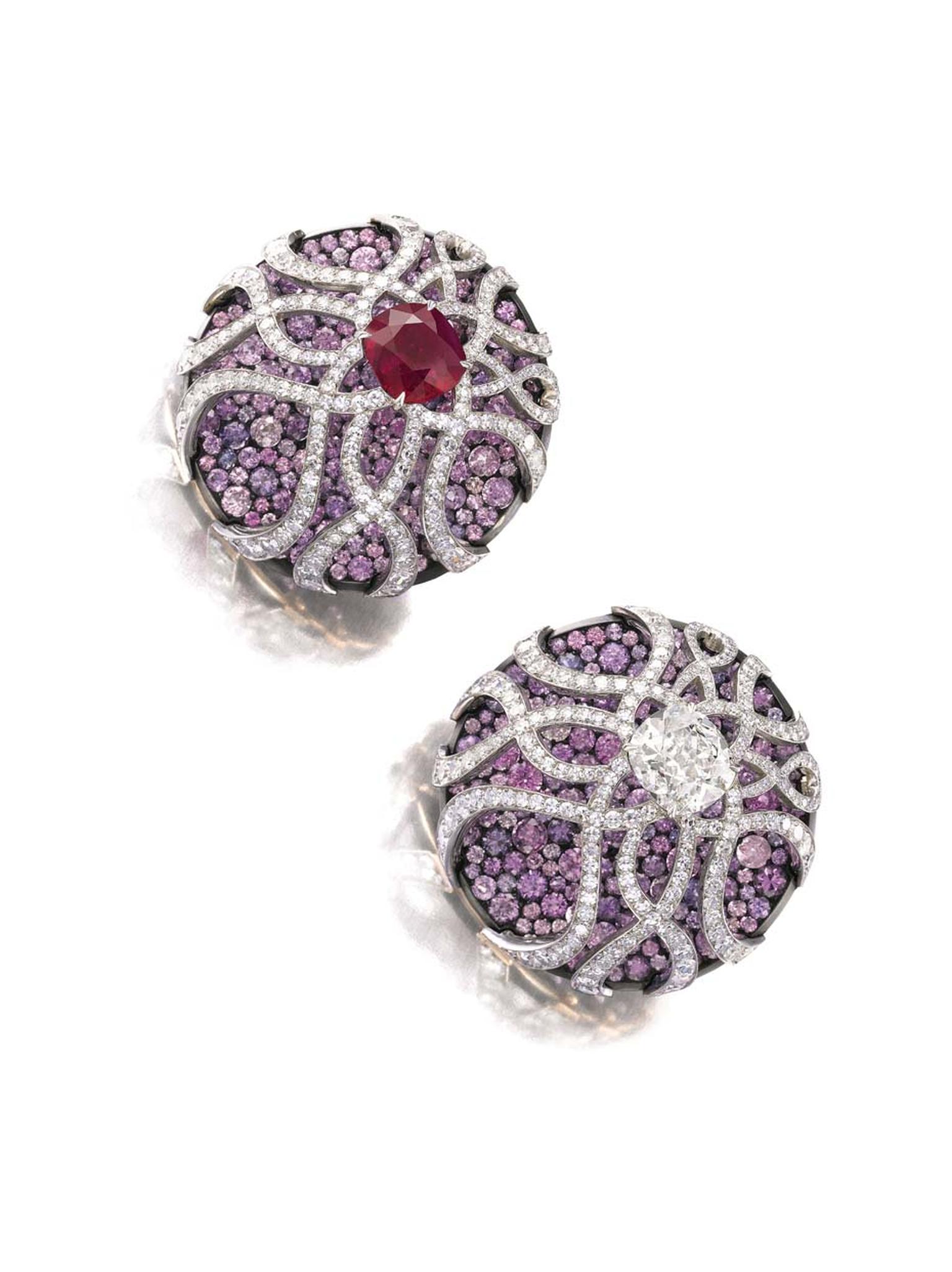Sapphire, ruby and diamond earrings by JAR from Dimitri Mavrommatis’ private collection to be auctioned by Sotheby’s Geneva this November (estimate: US$400,000-700,000).
