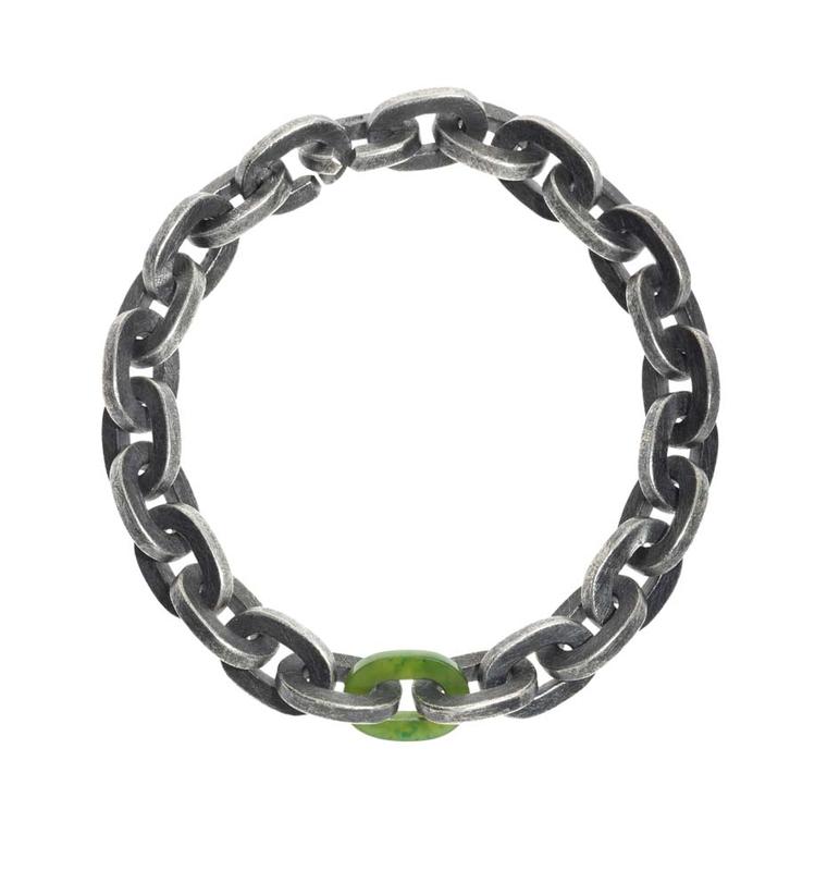 Todd Reed sterling silver and green jade link bracelet, from the new Men's Jewelry Collection.