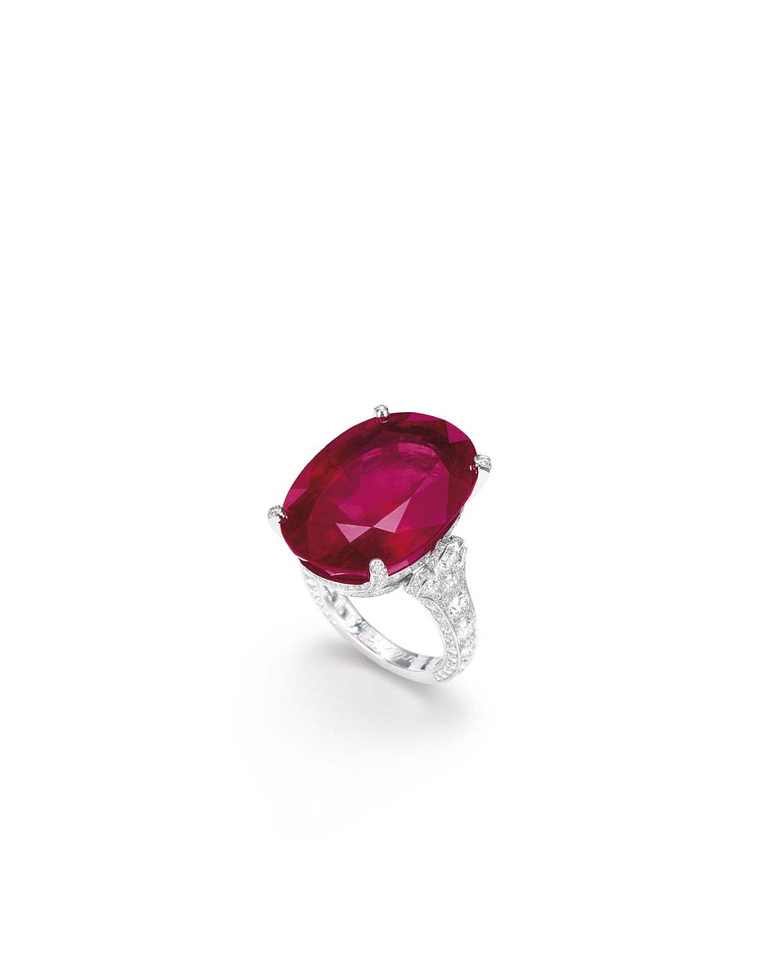 A ruby and diamond ring.