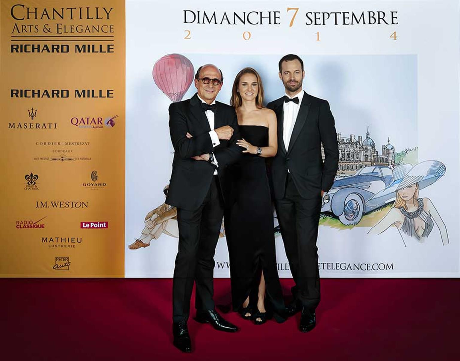 Richard Mille, left, stands beside Natalie Portman - friend of Richard Mille - and her husband, Benjamin Millepied, at a gala dinner held during the inaugural Chantilly Arts & Elegance event this September, sponsored by Richard Mille.