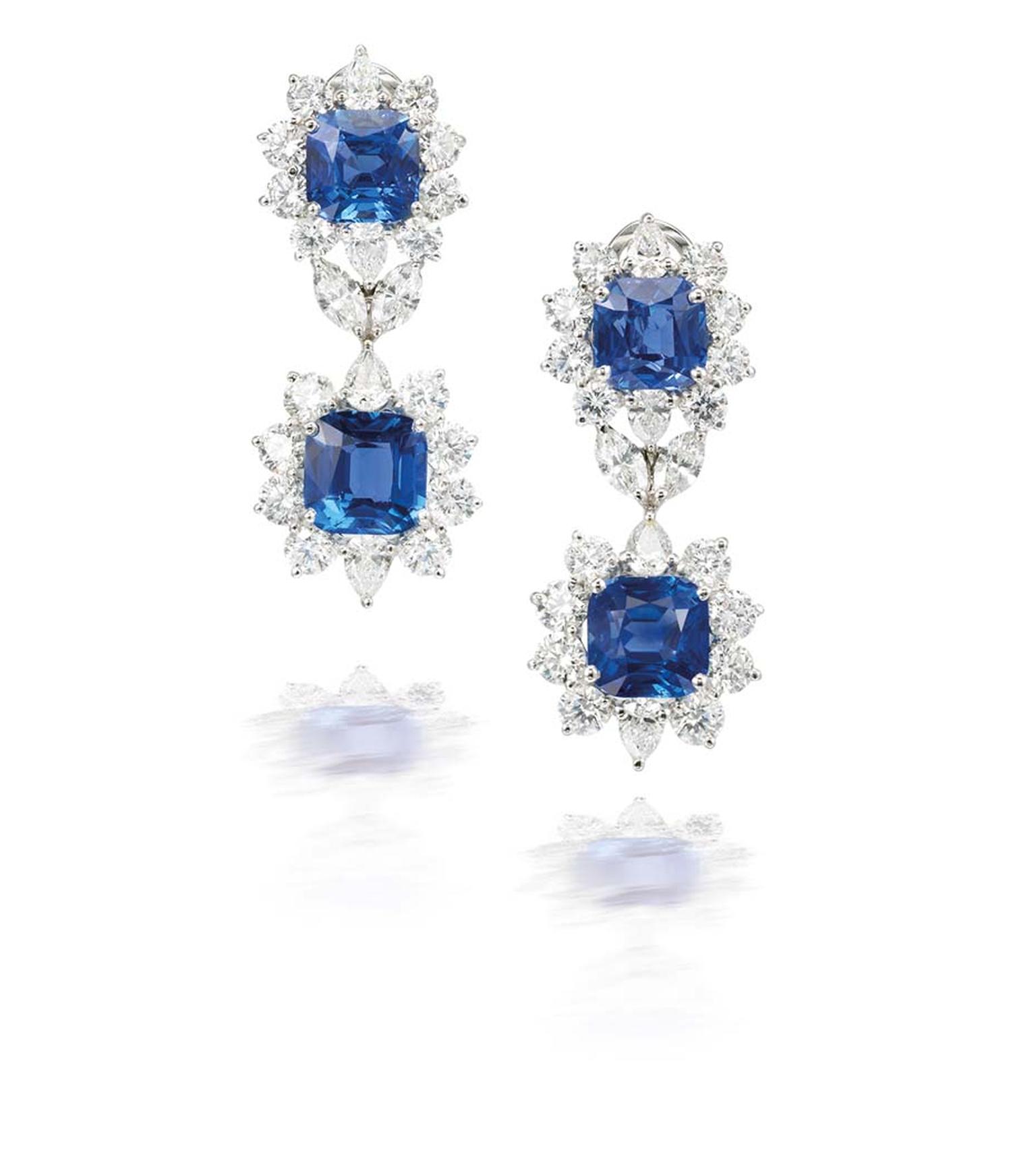 Sapphire and diamond earrings - part of the Amelia suite by Marina B - featuring Ceylon sapphires (estimate for the suite: £305,000-390,000).