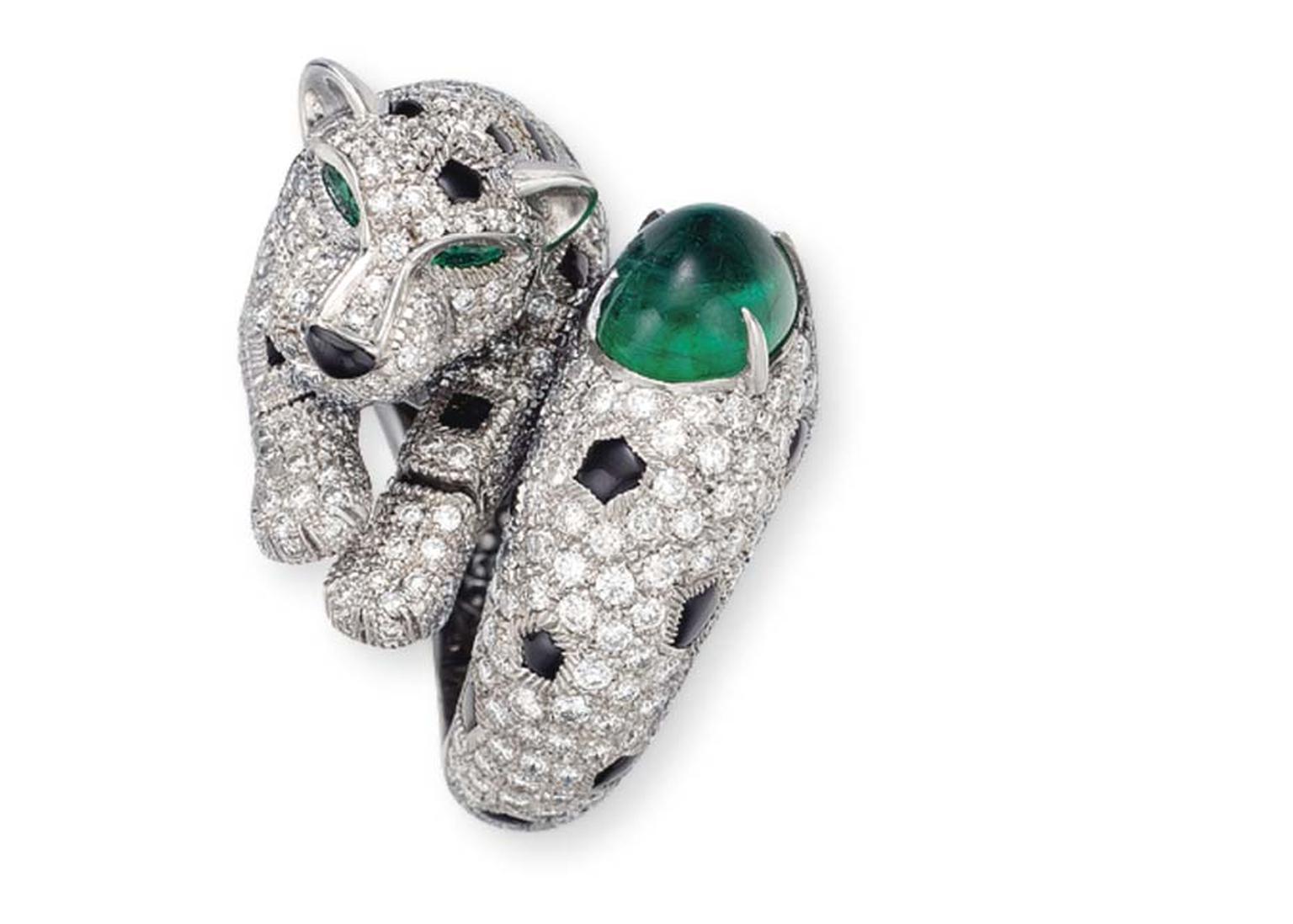 This Cartier emerald, diamond and onyx Panther ring doubled its pre-sale estimate at Christie’s Important Jewels sale in New York in 2014.