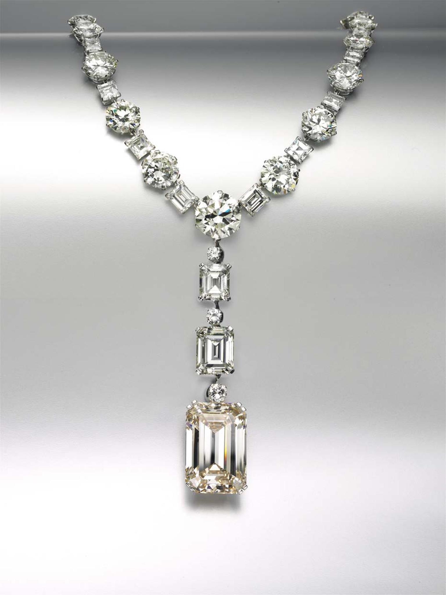 Christie’s New York kicked of their fall auction season with the sale of 350 Important Jewels, led by this stunning necklace topped by a flawless 81.38ct diamond achieving a price of $3,189,000.