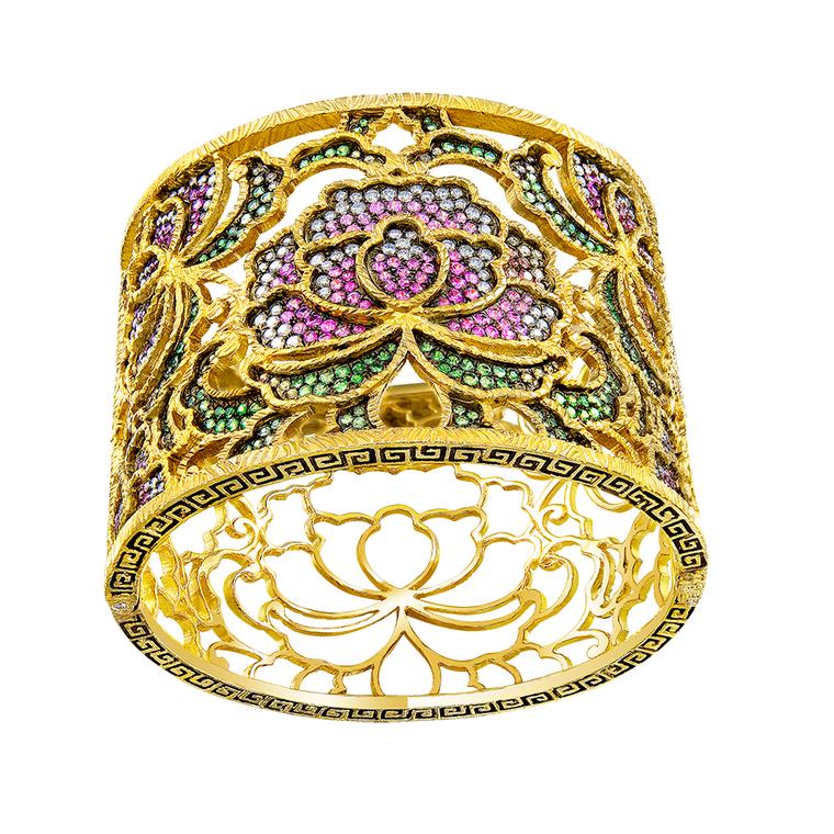 Dickson Yewn Cloisonne Peony bangle.