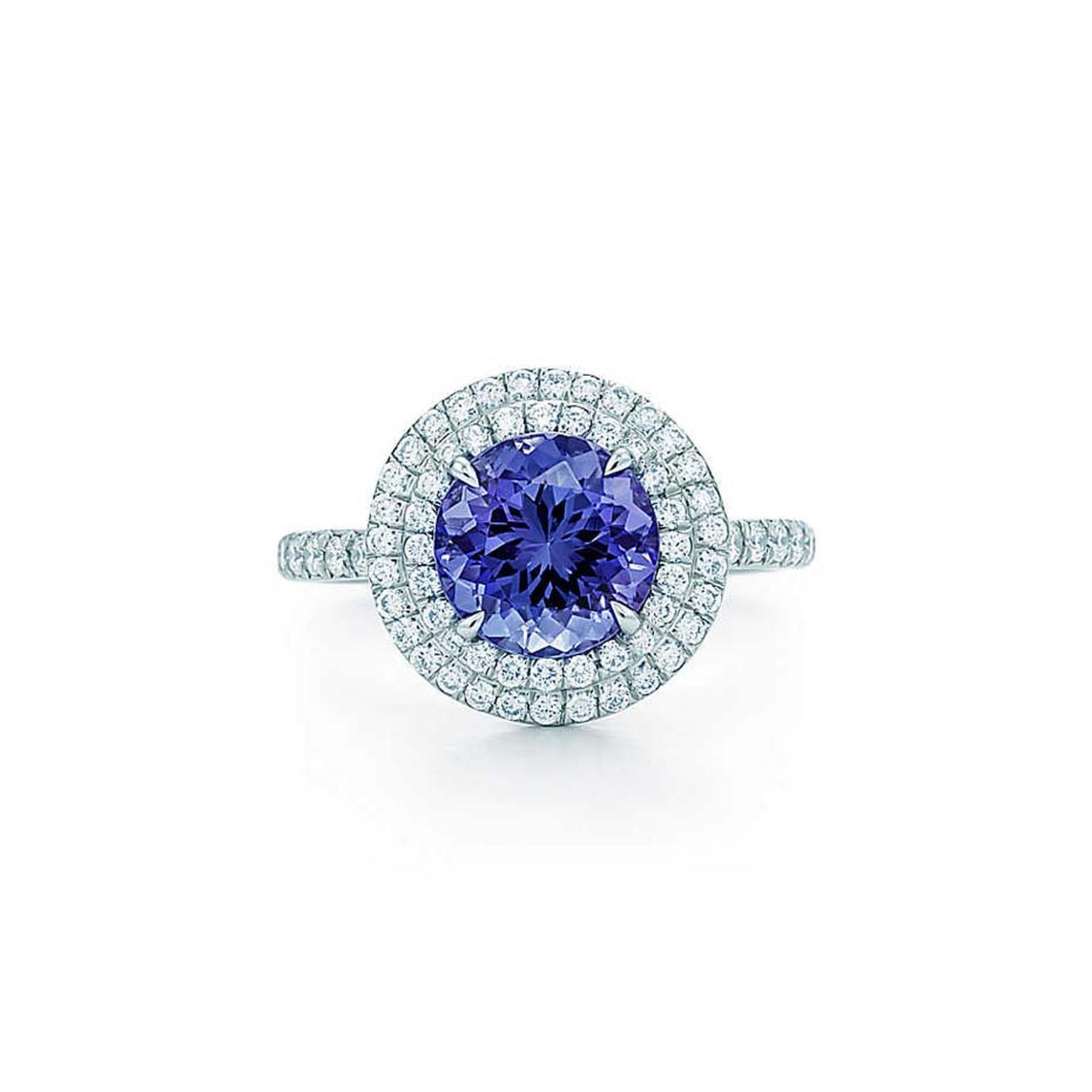 Tiffany & Co. Soleste platinum ring with a central 2.00ct tanzanite surrounded by layers of diamonds (£7,325).