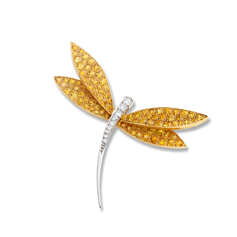 Van Cleef & Arpels white gold Dragonfly clip with yellow sapphires and diamonds (£13,300).