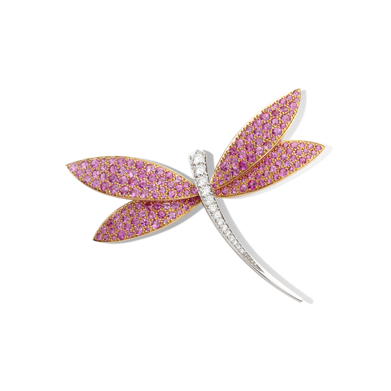 Van Cleef & Arpels pink gold Dragonfly clip with pink sapphires and diamonds (£23,300).