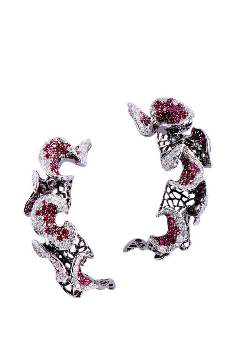Chara Wen Fashion Muse earrings with diamonds and rubies.