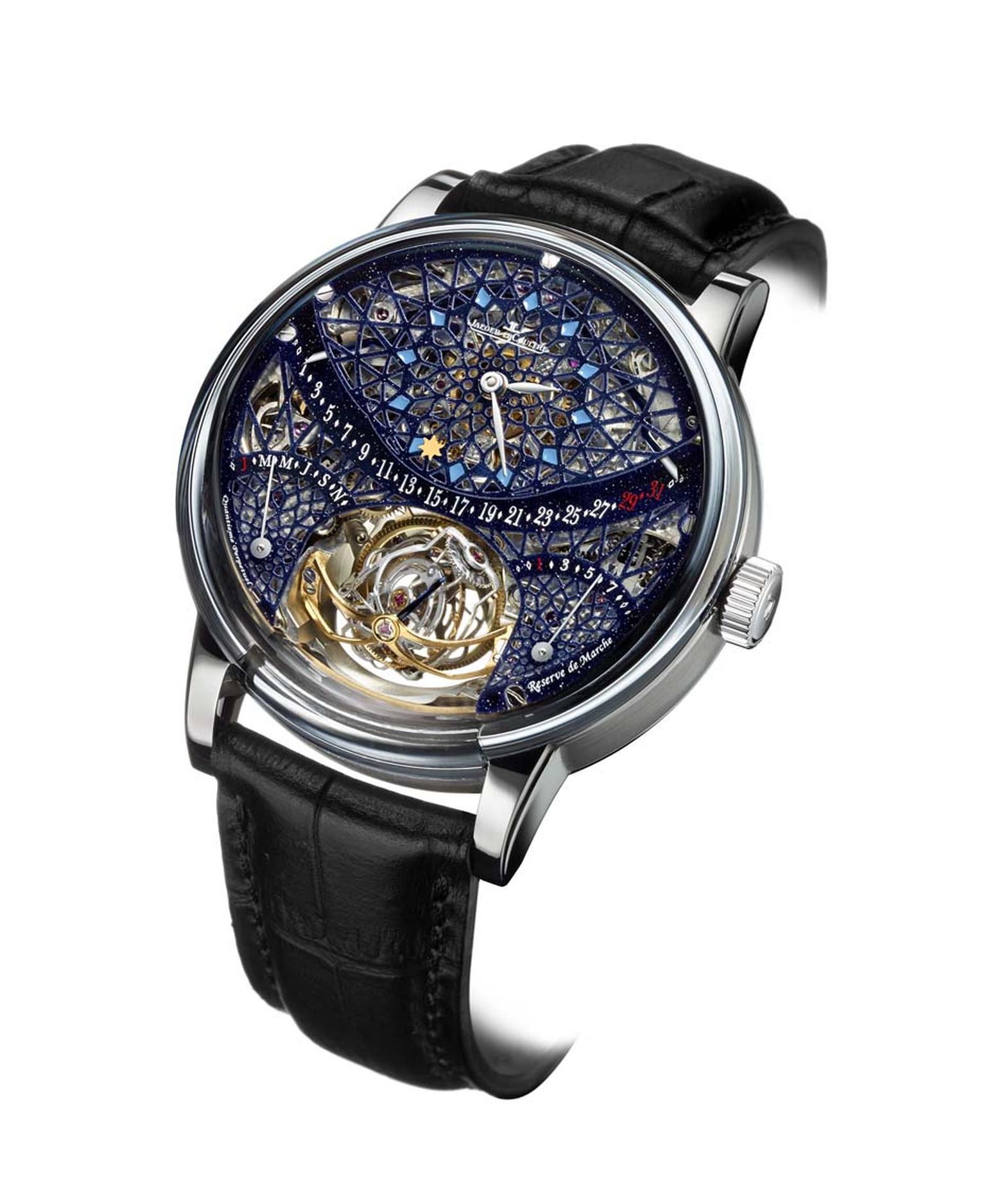 Jaeger-LeCoultre Hybris Artistica Collection Master Gyrotourbillon 1 watch simulates a stained-glass window and provides a peephole lattice over the extraordinary grand complication movement.