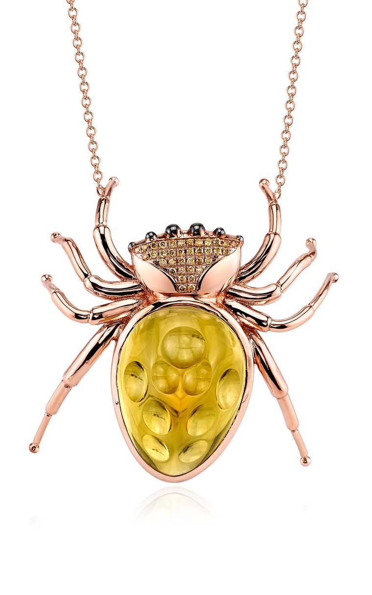 Daniela Villegas rose gold La Poderosa necklace with yellow diamonds and a 25.88ct yellow beryl.