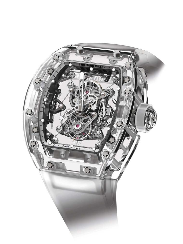 Richard Mille’s $2 million RM56-02 Sapphire Tourbillon features a transparent case made from sapphire crystal