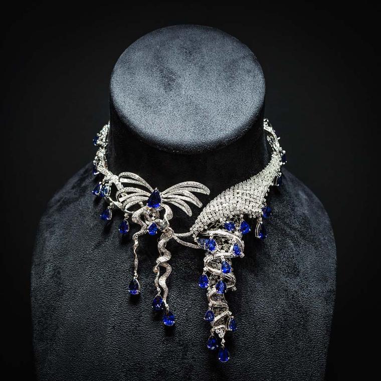 Shawish Princess necklace set with 92.23ct of blue sapphires and 24.83ct of diamonds.