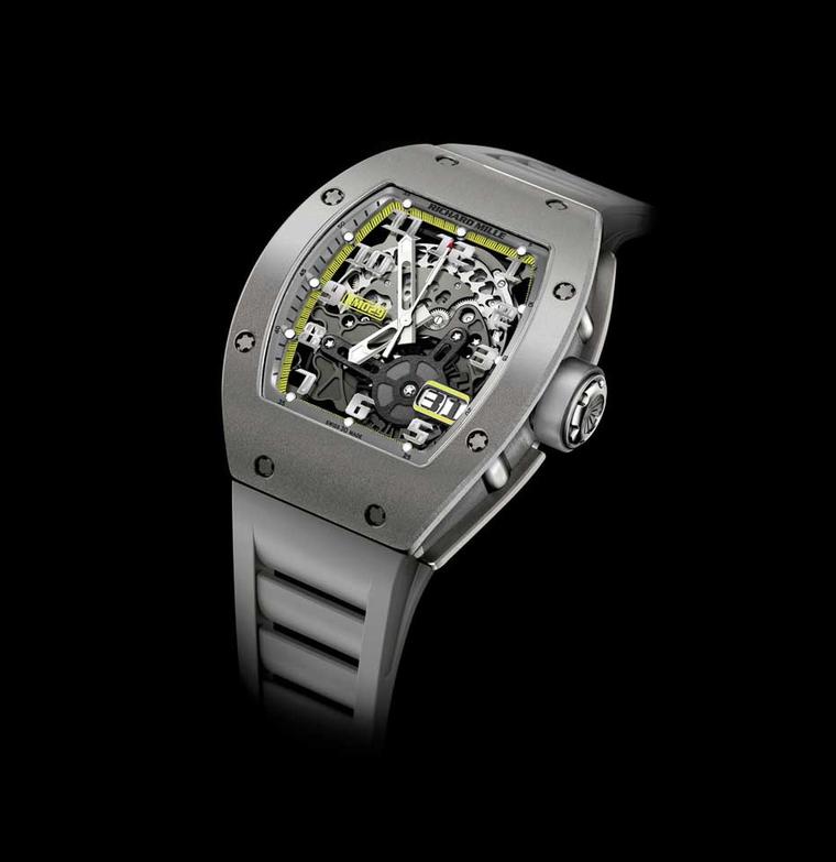 Also available the London boutique is the sleek and stylish RM 029 All Grey Yellow Flash, a declination of Richard Mille's famous RM 010, with a big date window and the exclusivity factor of only being available in the brand's boutiques (£63,000).