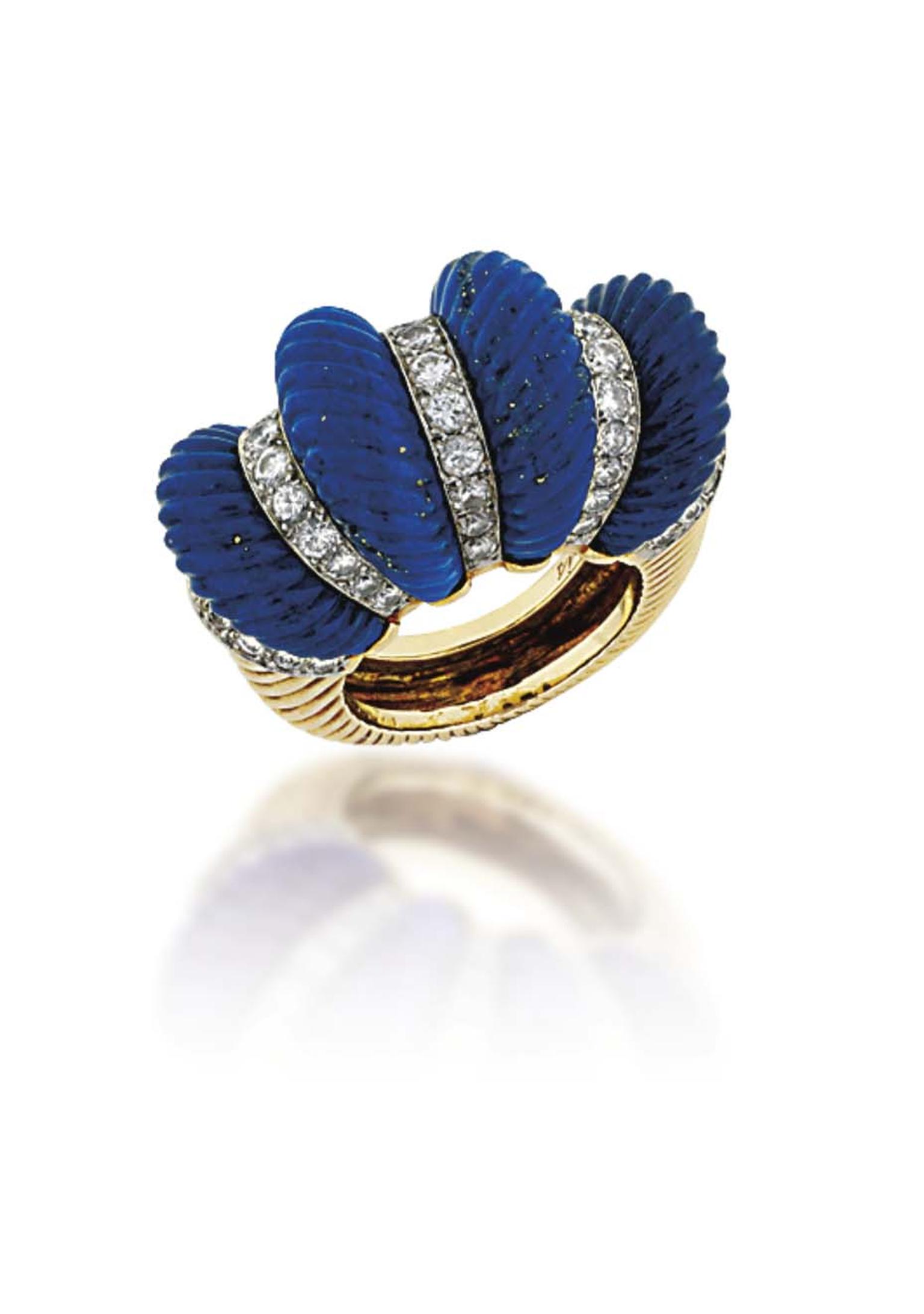 Lot 203, a Cartier lapis lazuli ring, is striking for its Art Deco simplicity (estimate: £8,000-10,000). Christie's Important Jewels Sale on 26 November at King Street in London.