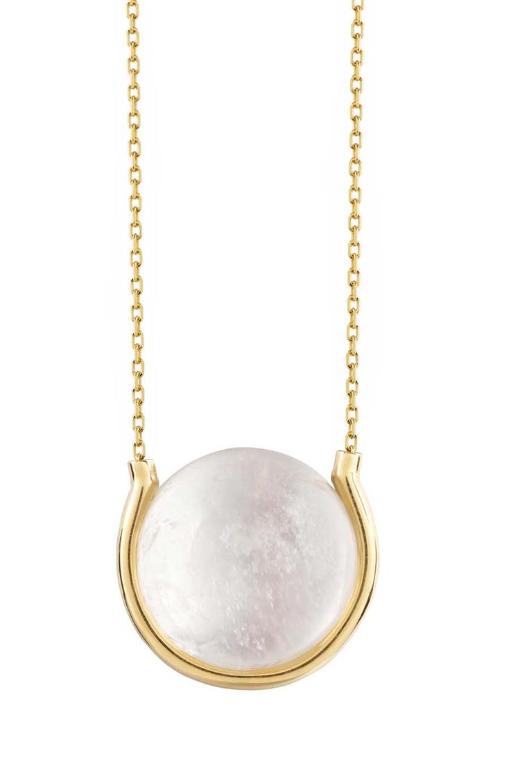 Noor Fares Diving ring with a rock crystal quartz set in yellow gold.