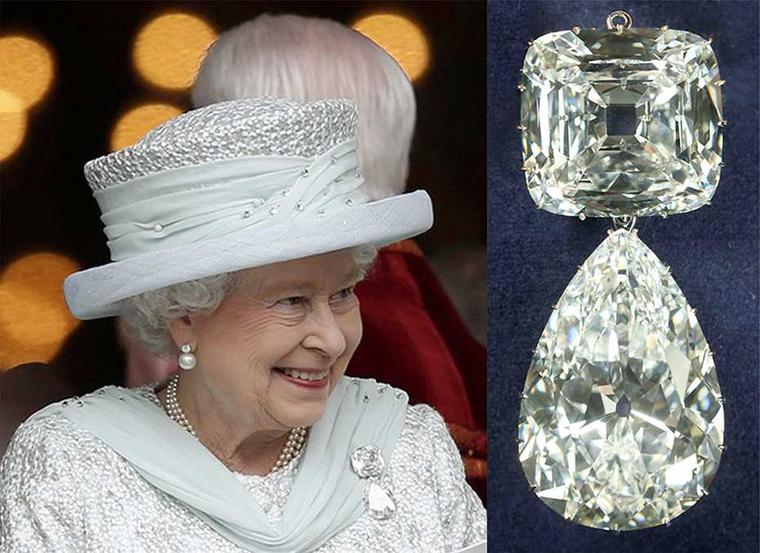 Cullinan IV, a 63.6 ct Asscher-cut diamond cut from the famous 3106.75ct Cullinan diamond - the largest uncut gem-quality diamond ever found - sits at the top of a royal brooch, which was worn by Queen Mary before being passed down to Queen Elizabeth, pic