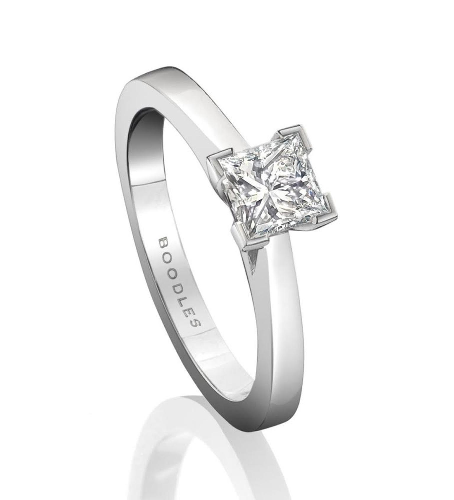 Boodles princess-cut diamond engagement ring (from £3,600).