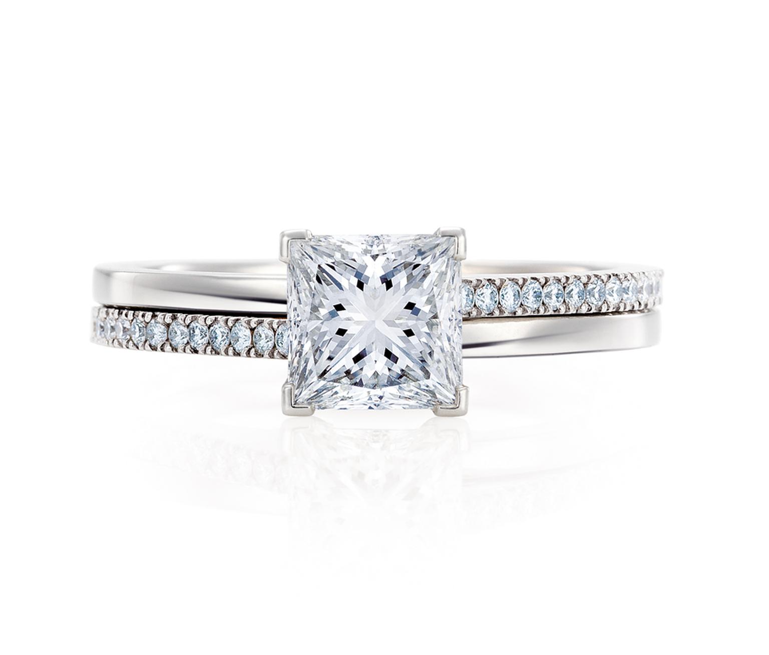 De Beers Promise princess-cut diamond engagement ring