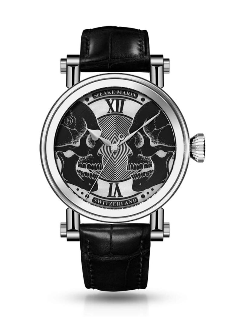 Speake Marin’s Face to Face double skull watch is an ideal everyday memento mori featuring classical skulls artfully etched on the dial with an innovative chemical technique.
