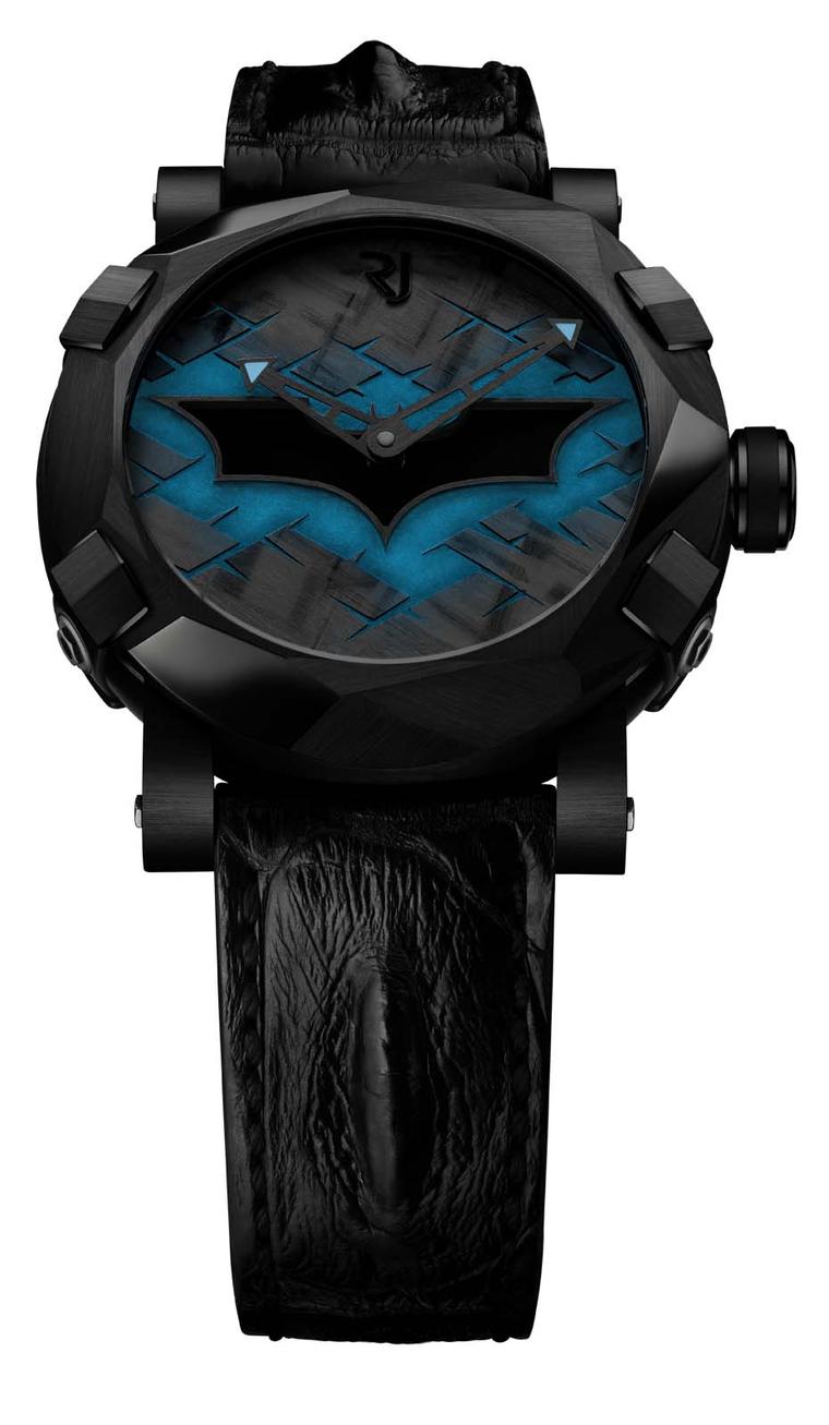 Swiss watchmaker Romain Jerome is celebrating the 75th anniversary of the Dark Knight with the RJ-Romain Jerome Batman-DNA watch which recreates the angular contours of the Batmobile on its dramatic 46mm black PVD-coated case watch.