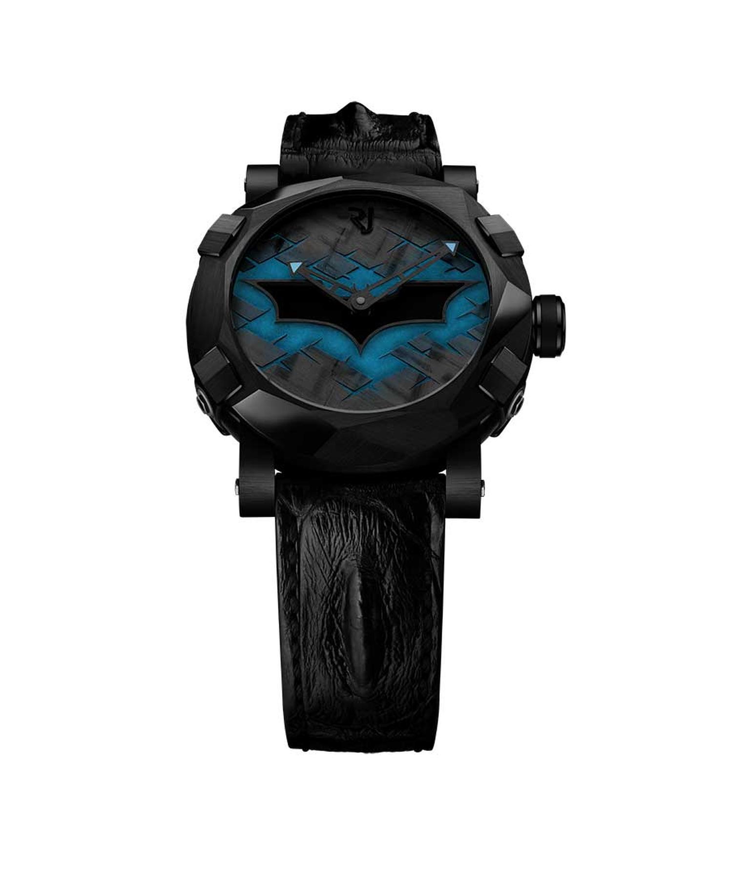 Swiss watchmaker Romain Jerome is celebrating the 75th anniversary of the Dark Knight with the RJ-Romain Jerome Batman-DNA watch, which recreates the angular contours of the Batmobile on its dramatic 46mm black PVD-coated case watch.