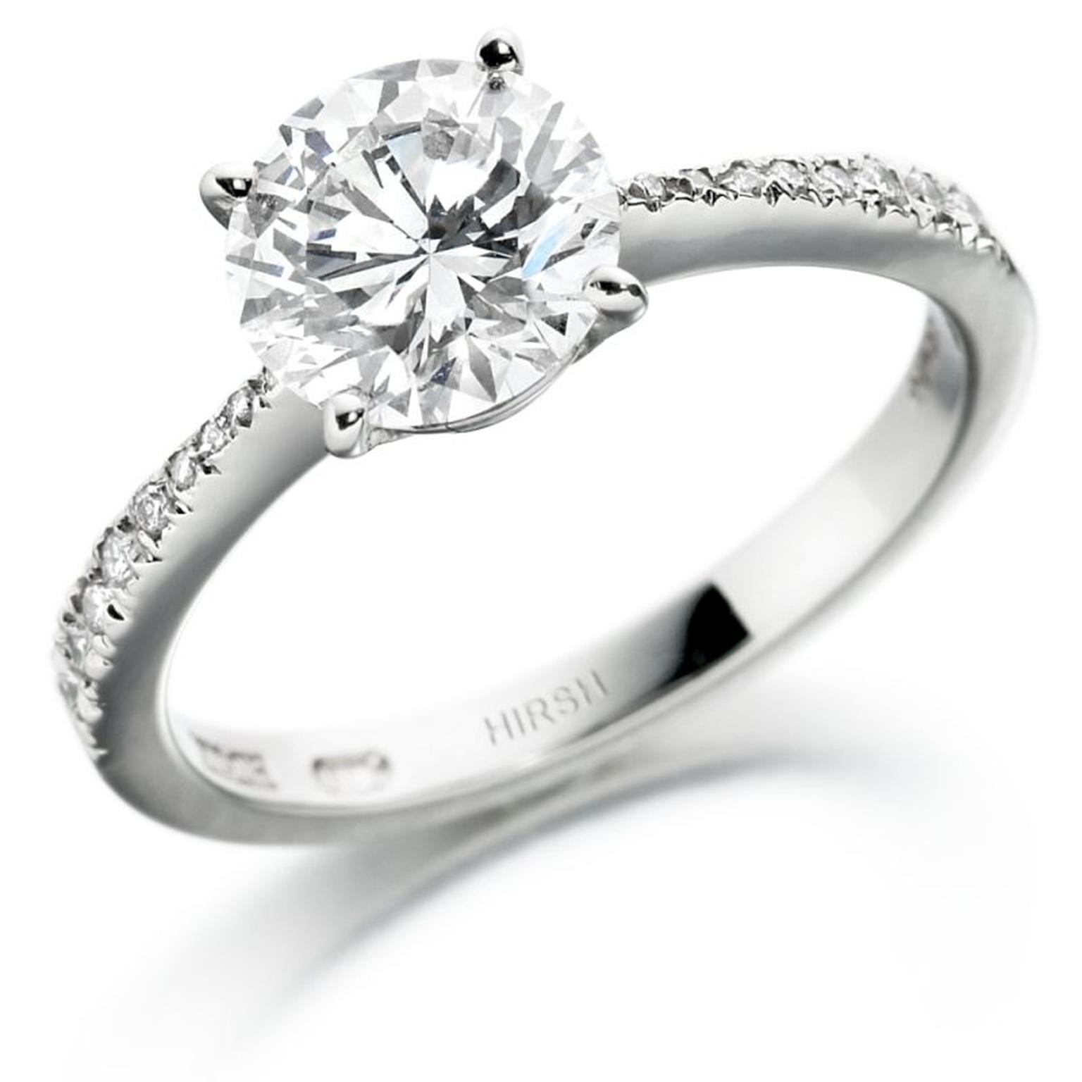 Hirsh 1.50ct brilliant-cut diamond engagement ring with a diamond pave´ band (£30,000).