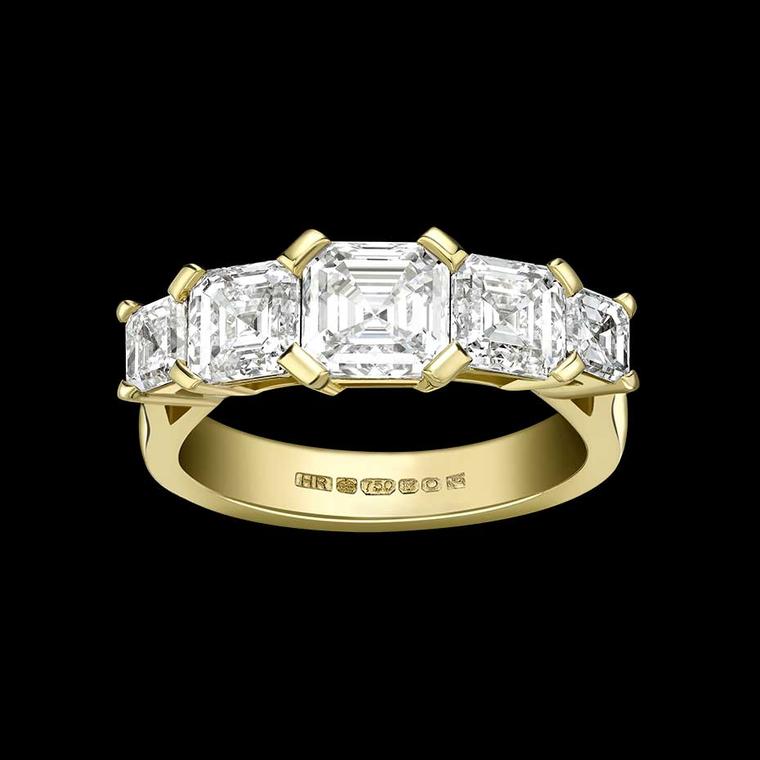 Hattie Rickards bespoke Asscher-cut diamond engagement ring.