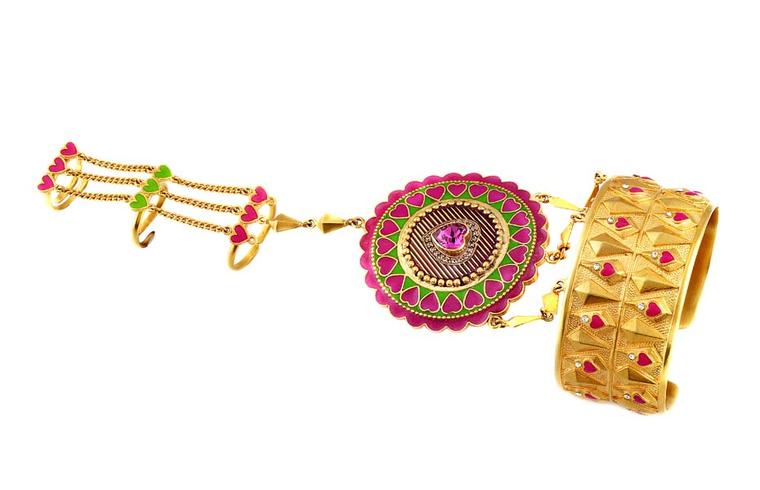 A Balco hand ornament with heart motifs from the Amrapali and Manish Arora AW 2014-15 collection.