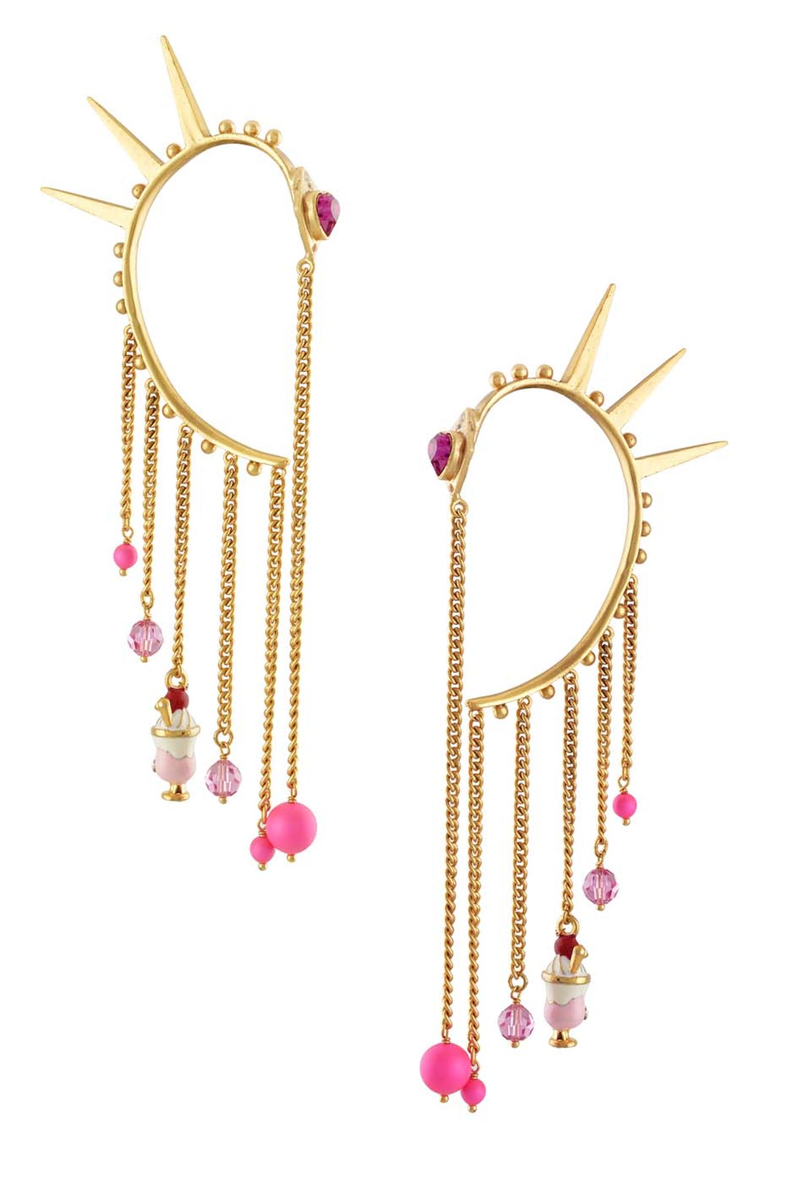 Amrapali and Manish Arora Emonita ear cuffs with gold chain drops.