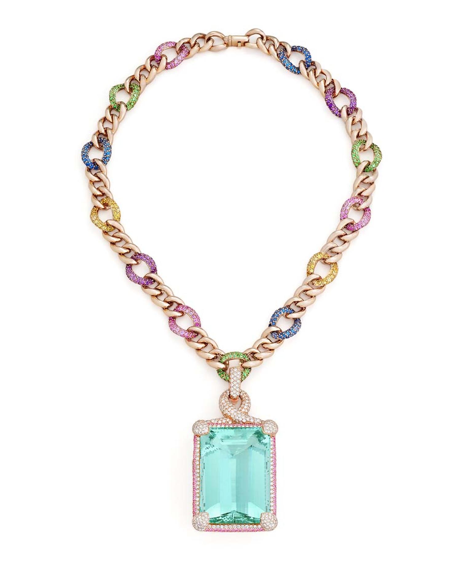 Margot McKinney 145.31ct aquamarine collier in rose gold.