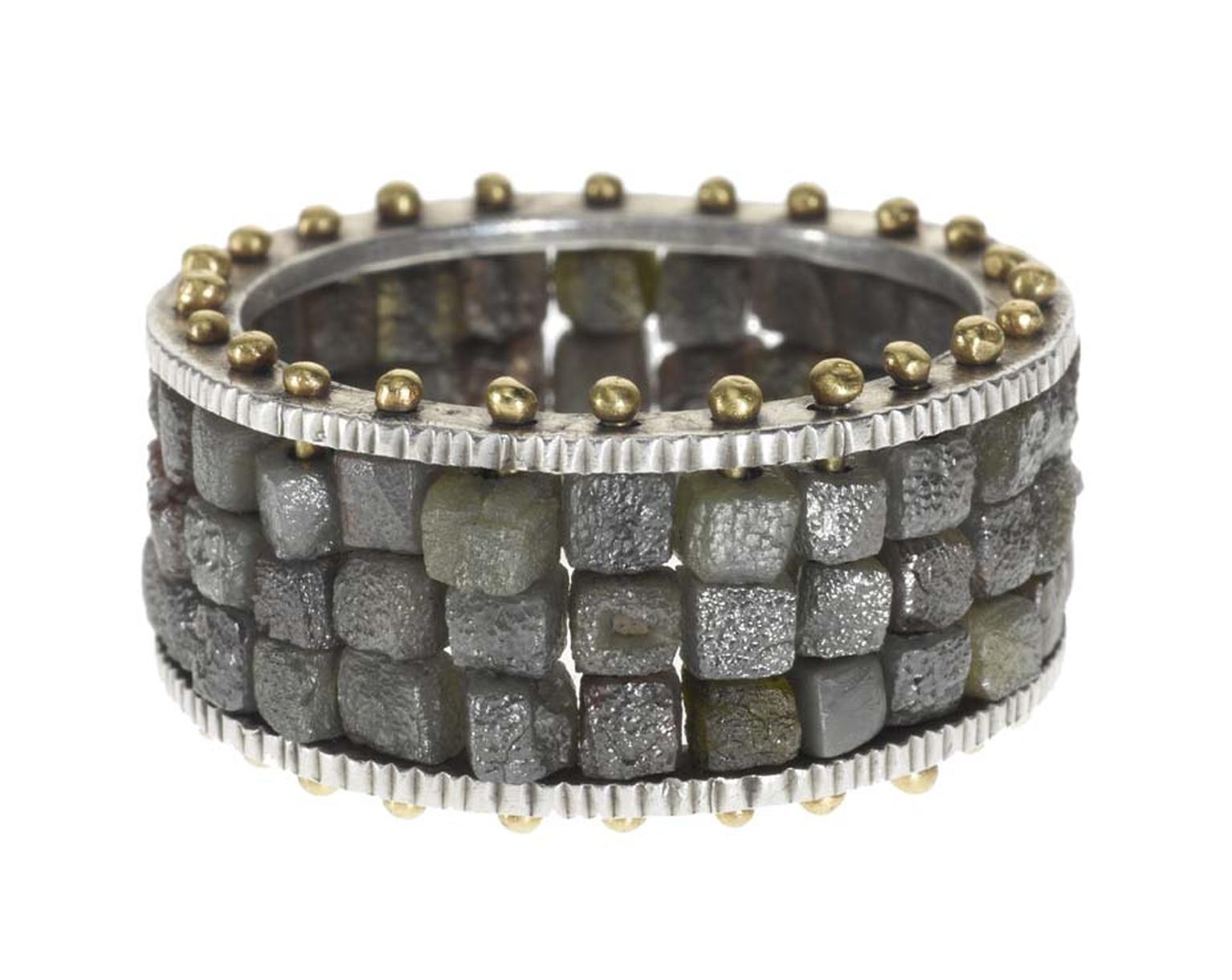 Todd Reed raw diamond textured ring.