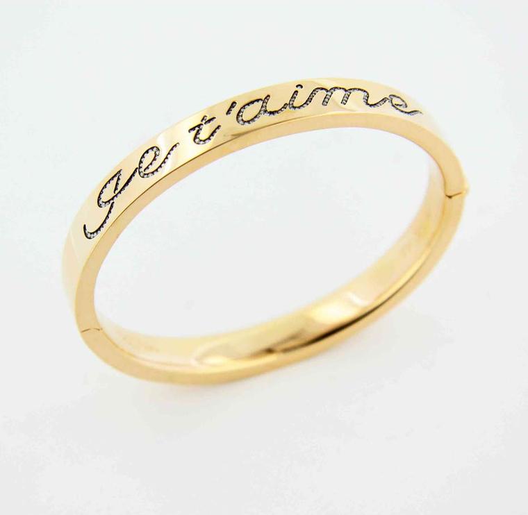 James de Givenchy Taffin diamond and rose gold Je t'aime bracelet.