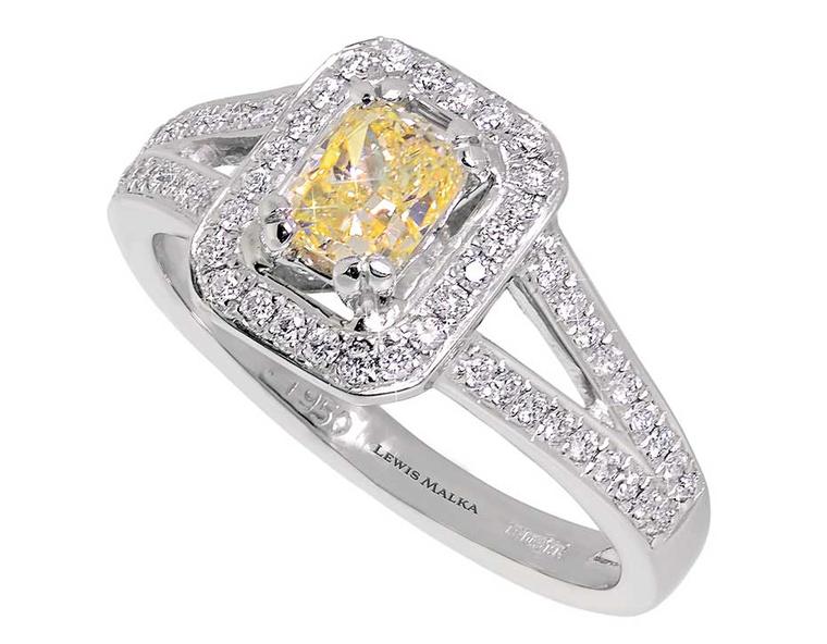 Lewis Malka London halo style yellow diamond engagement ring (0.5ct starting from £4,950).