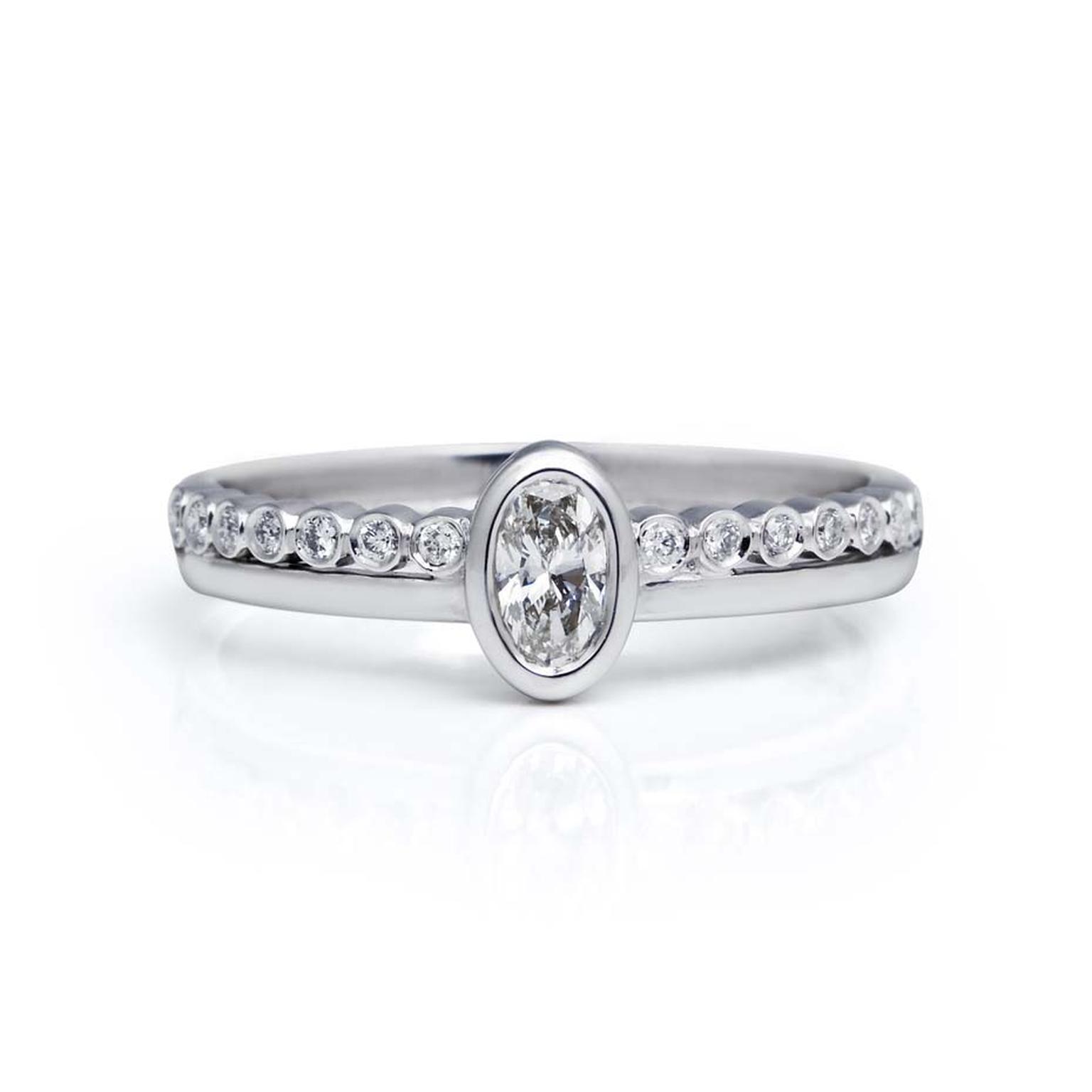 Arabel Lebrusan oval-cut diamond engagement ring in recycled white gold.