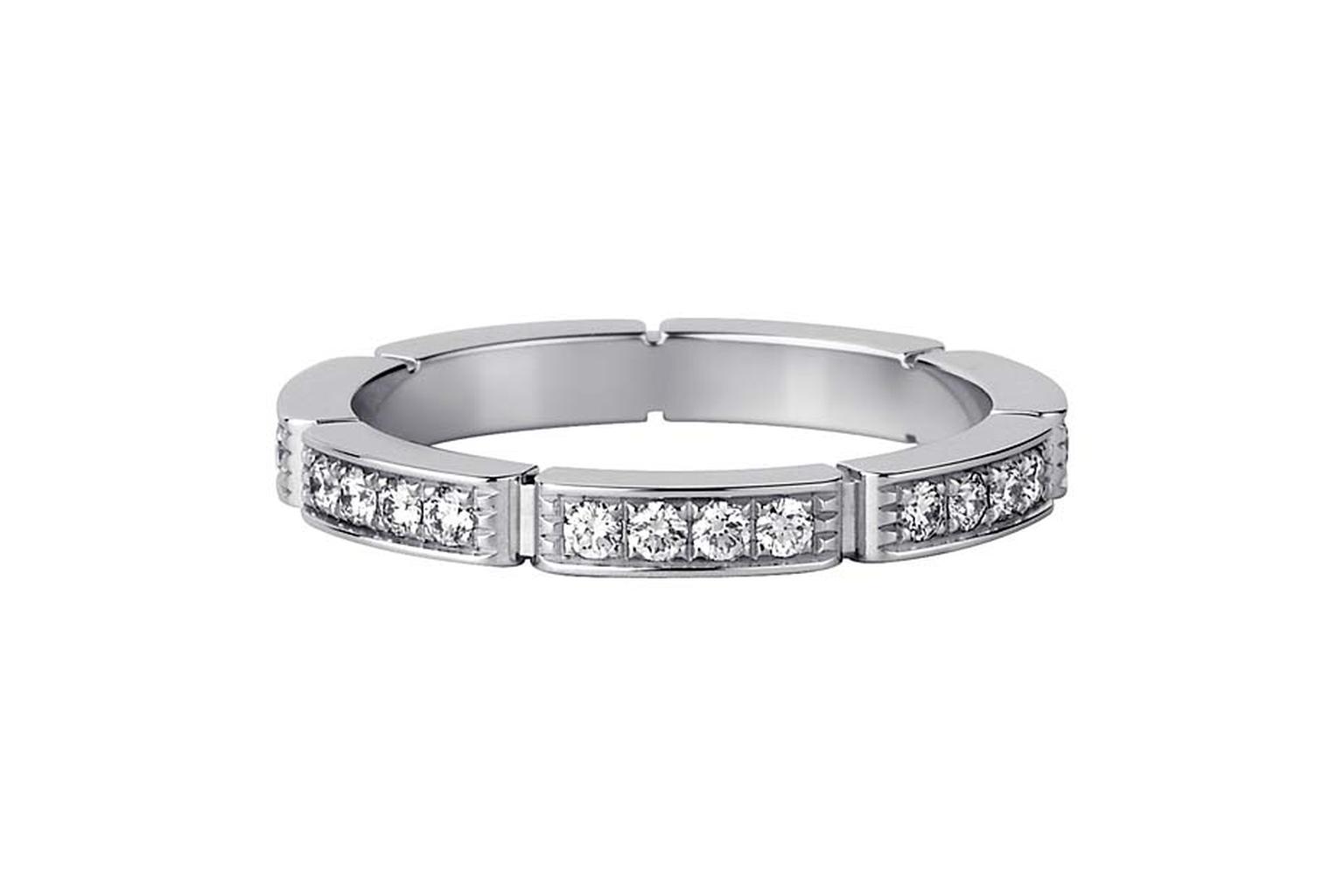 Cartier Maillon Panthe`re de Cartier platinum and diamond wedding ring.