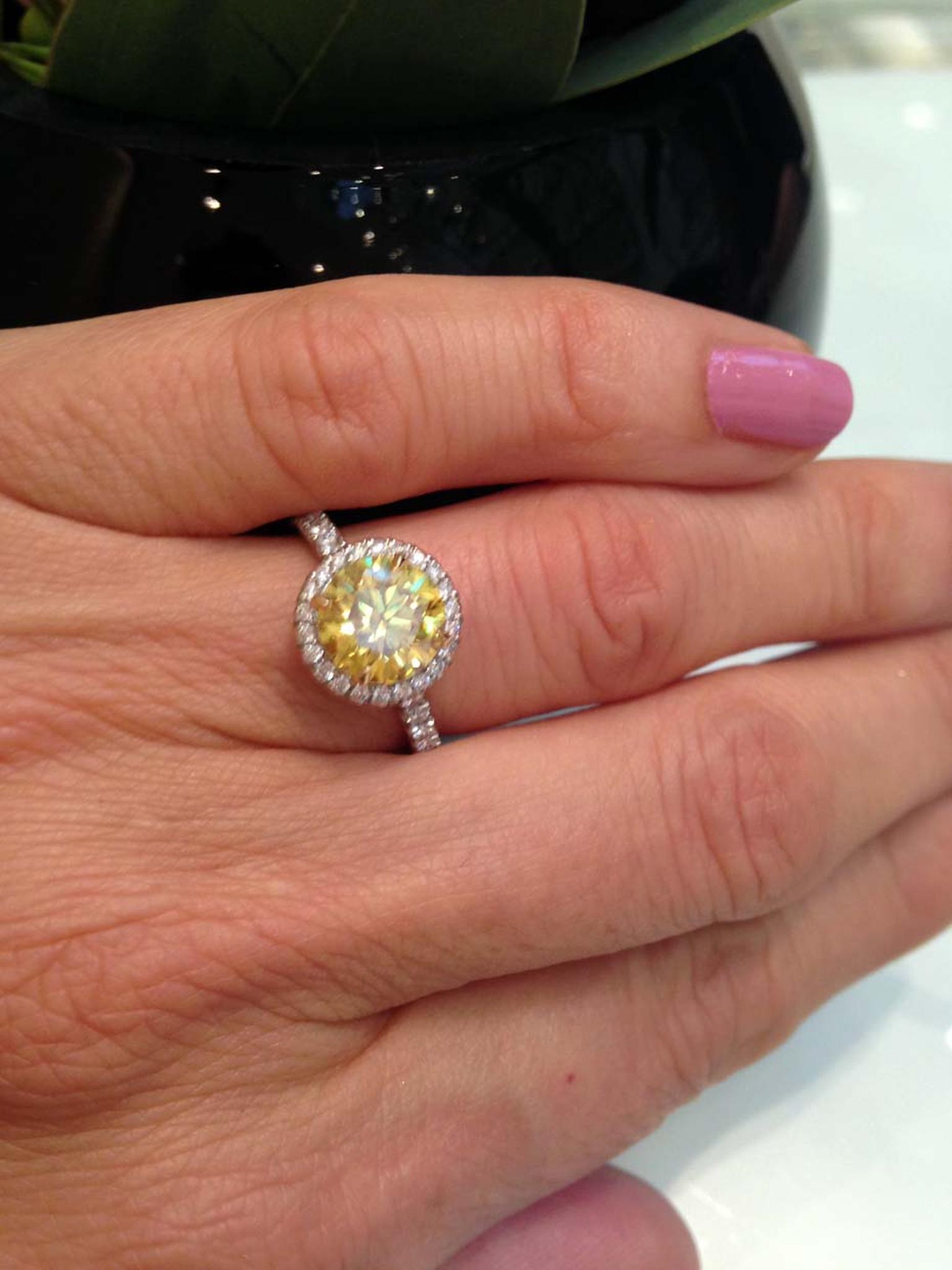 Boodles halo-style 2.00ct Vivid Yellow diamond engagement ring (£155,000).
