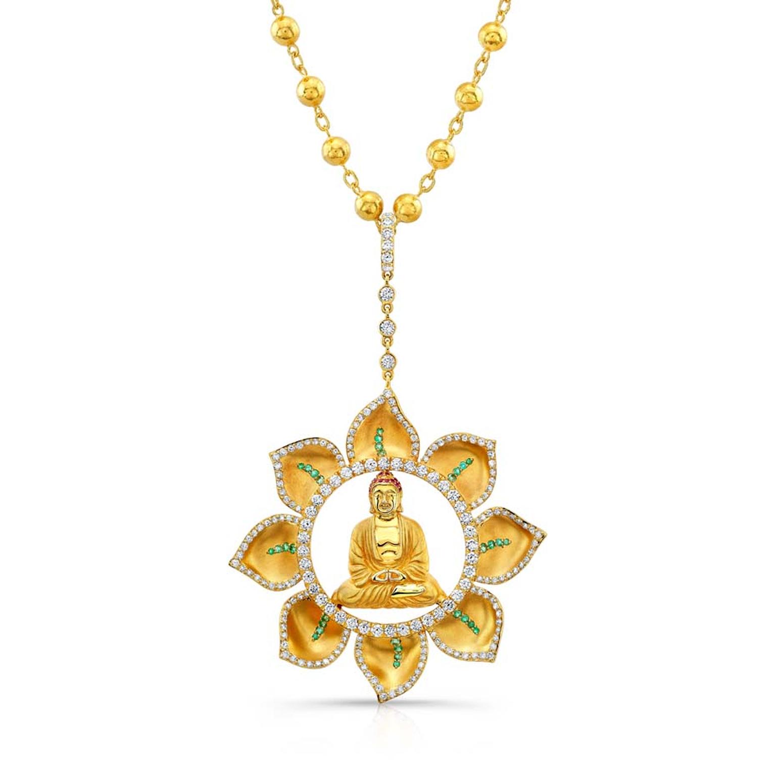 Buddha Mama emerald and diamond pendant set in gold ($28,000).