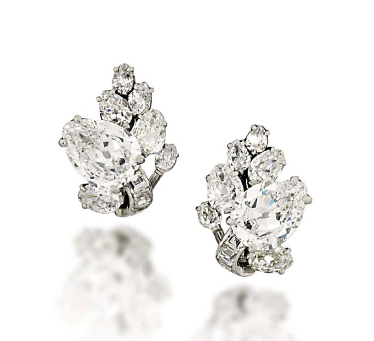 A pair of cluster diamond earrings from Christie’s Important Jewels sale, taking place on 26 November 2014.