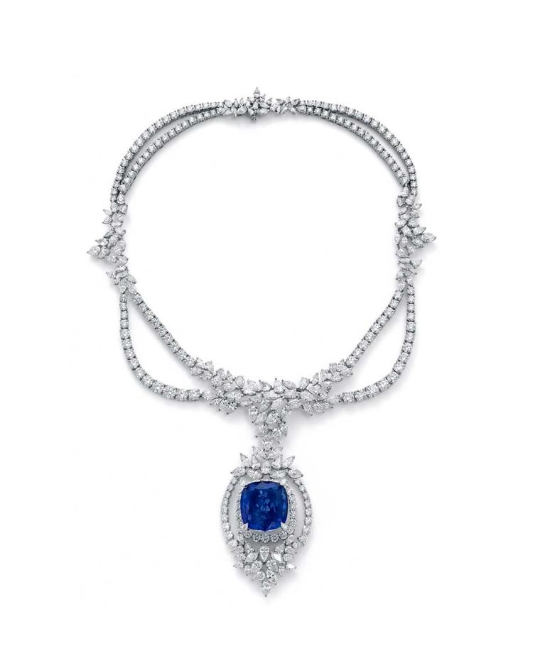 Ganjam Violet necklace with a 47.11ct tanzanite centre surrounded by 64.00ct of white diamonds.